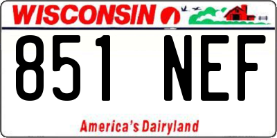 WI license plate 851NEF