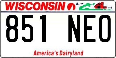 WI license plate 851NEO