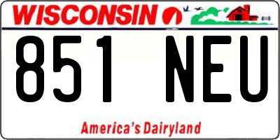 WI license plate 851NEU