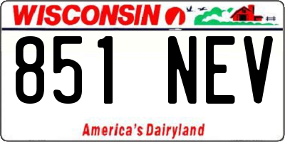 WI license plate 851NEV