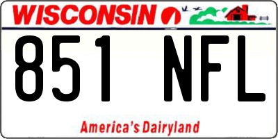 WI license plate 851NFL