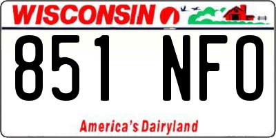 WI license plate 851NFO