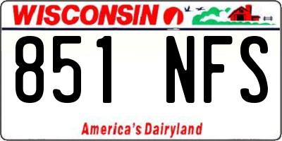 WI license plate 851NFS