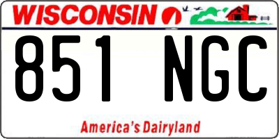 WI license plate 851NGC