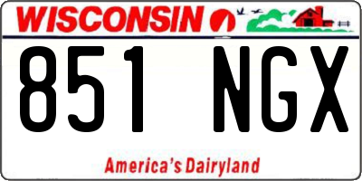 WI license plate 851NGX