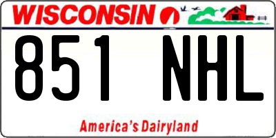 WI license plate 851NHL