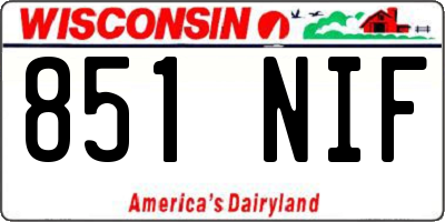 WI license plate 851NIF