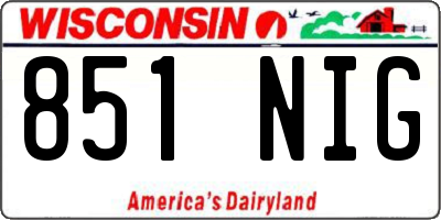 WI license plate 851NIG