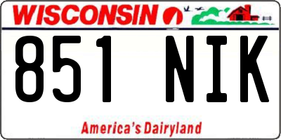 WI license plate 851NIK