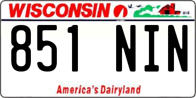 WI license plate 851NIN
