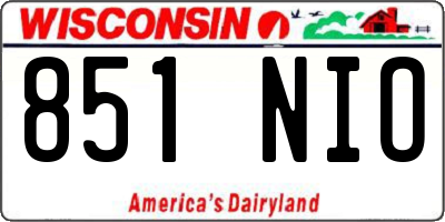 WI license plate 851NIO