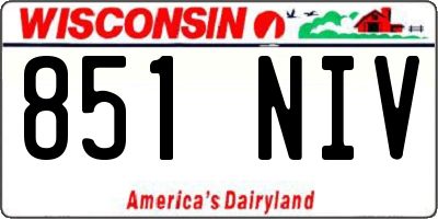 WI license plate 851NIV