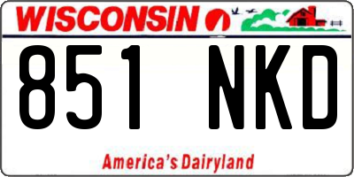 WI license plate 851NKD