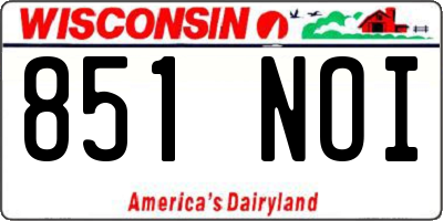 WI license plate 851NOI
