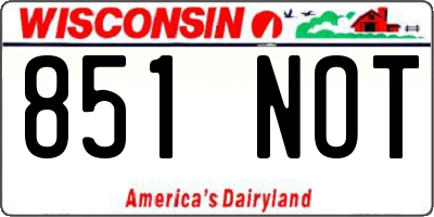 WI license plate 851NOT