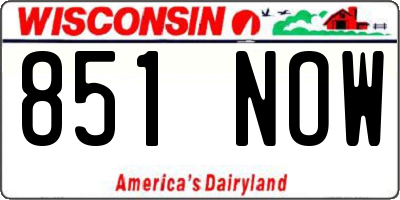 WI license plate 851NOW