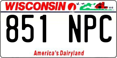 WI license plate 851NPC