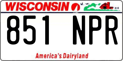 WI license plate 851NPR