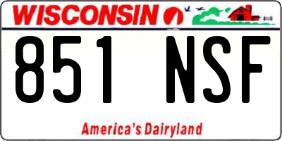 WI license plate 851NSF