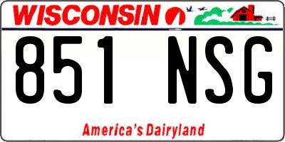 WI license plate 851NSG