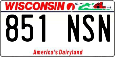 WI license plate 851NSN