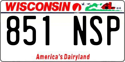 WI license plate 851NSP