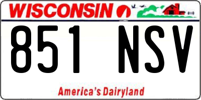 WI license plate 851NSV