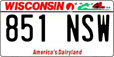 WI license plate 851NSW