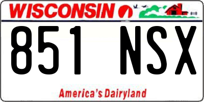 WI license plate 851NSX
