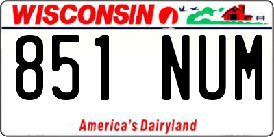 WI license plate 851NUM