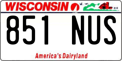 WI license plate 851NUS