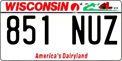 WI license plate 851NUZ