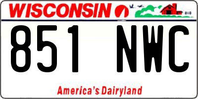WI license plate 851NWC