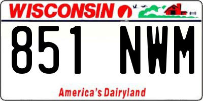 WI license plate 851NWM