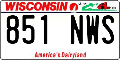 WI license plate 851NWS