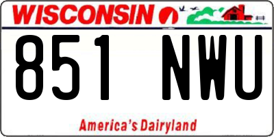 WI license plate 851NWU