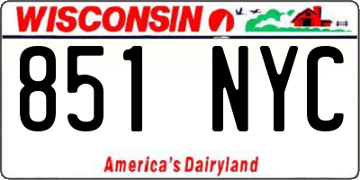 WI license plate 851NYC