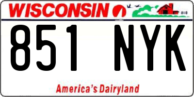 WI license plate 851NYK