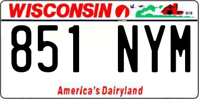 WI license plate 851NYM