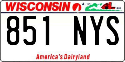 WI license plate 851NYS