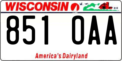 WI license plate 851OAA