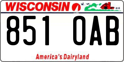 WI license plate 851OAB