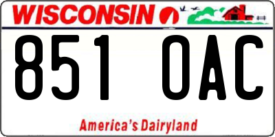 WI license plate 851OAC