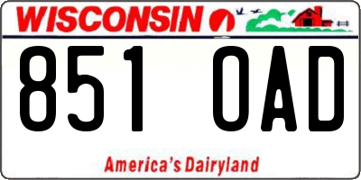 WI license plate 851OAD