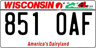 WI license plate 851OAF