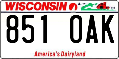 WI license plate 851OAK