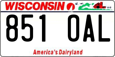 WI license plate 851OAL