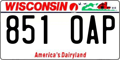 WI license plate 851OAP