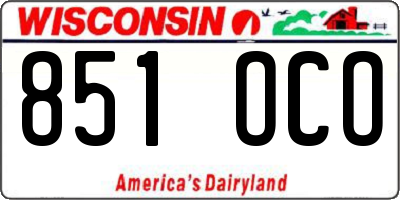 WI license plate 851OCO