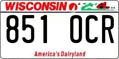 WI license plate 851OCR